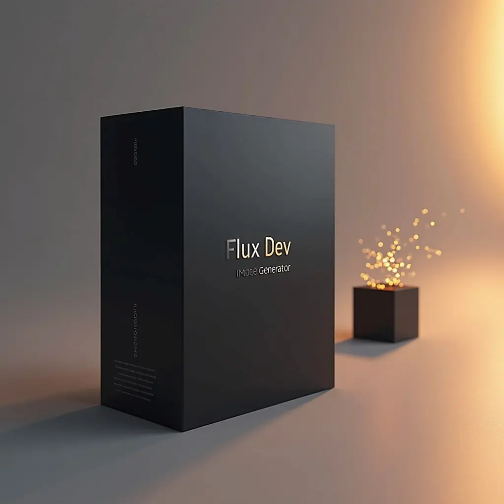 Коробка Flux Dev Image Generator, минималистичный дизайн, апскейл 4K